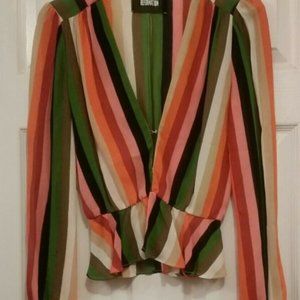 Reformation Camilla Rainbow Stripes Blouse Top XS